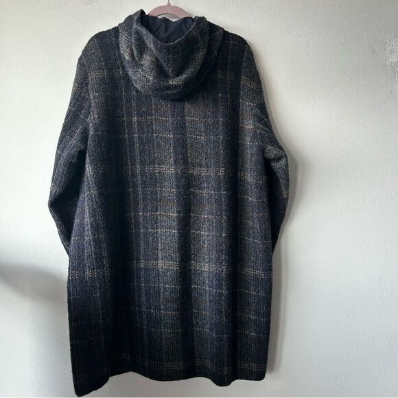 TONET made in Italy Alpaca blend Plaid Hooded Coat - Picture 2 of 11